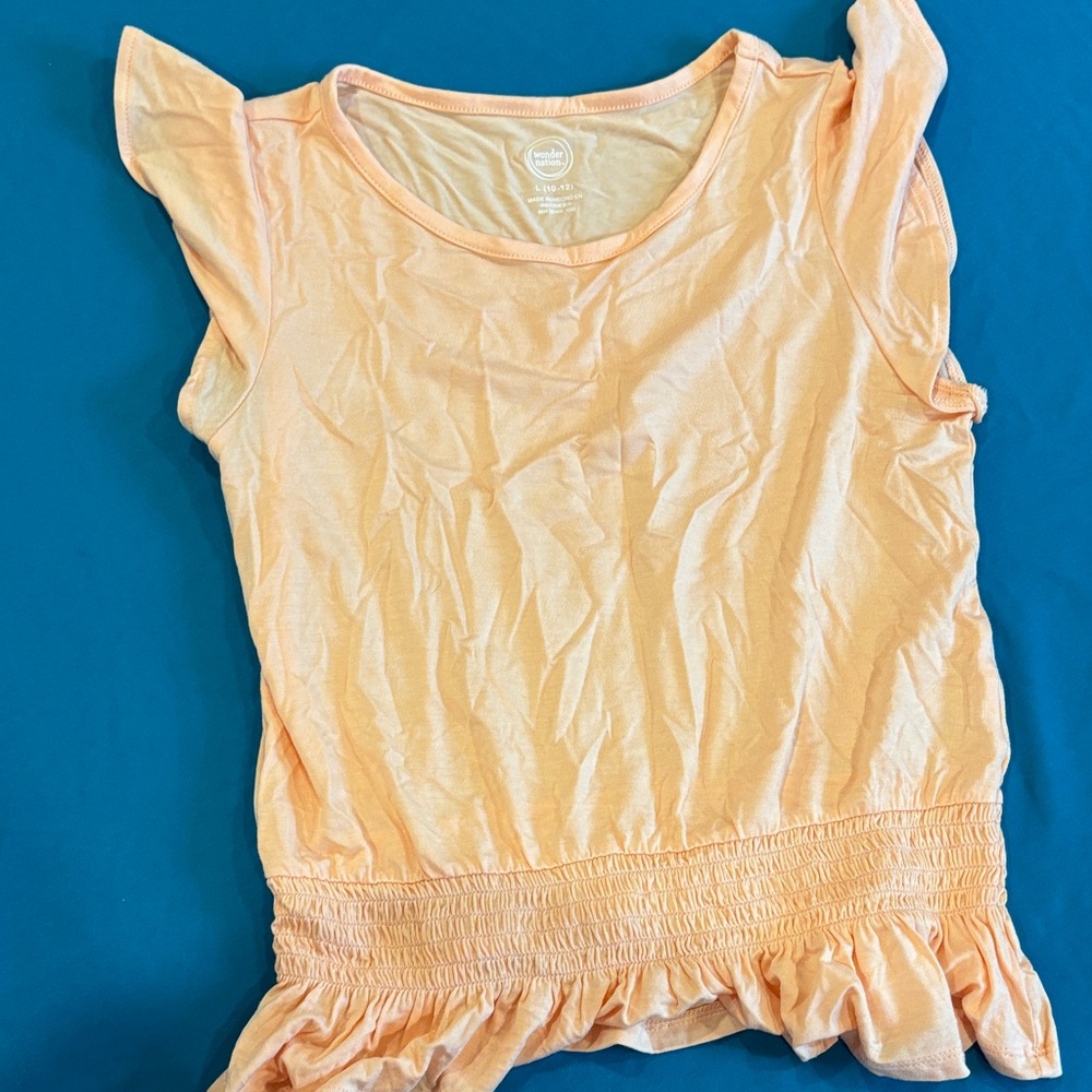 Wonder Nation Peach Short Sleeve Ruffle Top